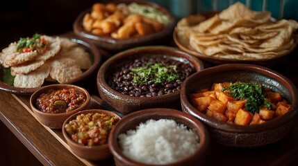 Assorted Costa Rican dishes on a buffet table