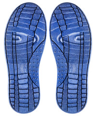 Isolated photo of blue shoe rubber protector on white background.
