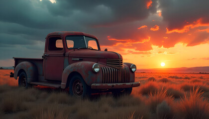 Fototapeta premium road trip adventure in the wilderness car on tropical landscape vector illustration