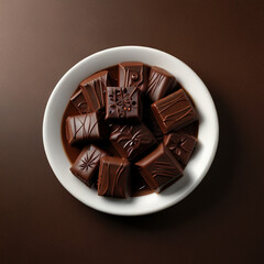 chocolate bars on a plate with pieces of chocolate