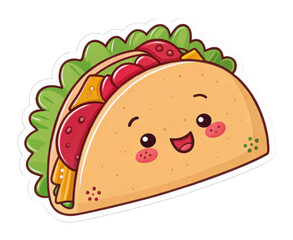 Delicious taco food art cute cartoon style colorful playful concept. Sticker concept png