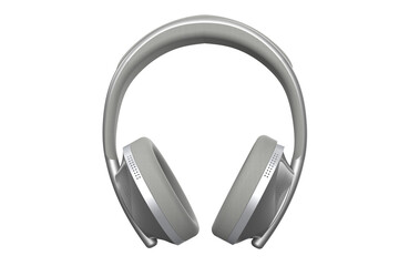 High-Res Premium Sleek Silver Over-Ear Wireless Noise Cancelling Headphones Isolated PNG on Transparent Background - Studio Quality Sound for Music, Audio, Tech, Communication, Gaming, Travel.