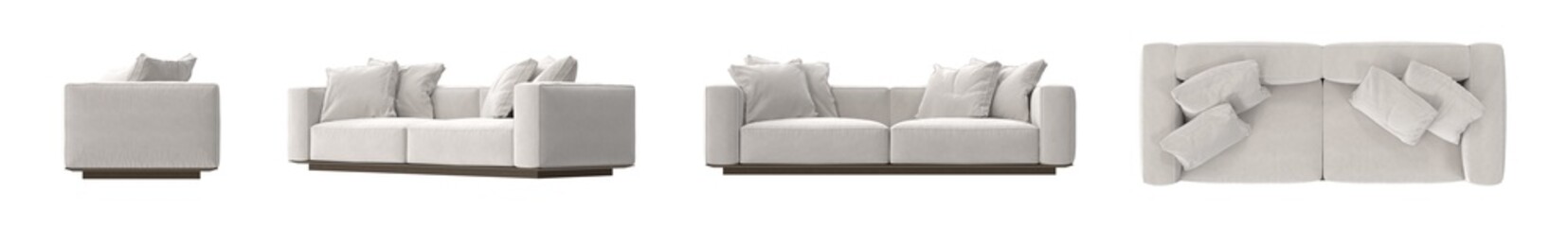 off-white fabric loveseat furniture multiple view isolated.