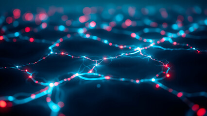 Iridescent Light Nodes Pulsate Across Dark Digital Architecture, Silent Energy