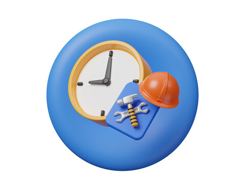 3D Icons related to labor, construction, labour day, renovation. Outline icon collection. Happy labor day, repair, construction, renovation. Work Day Icon. 1st May Labour day celebration. 3d rendering
