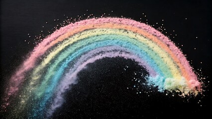 Fototapeta premium Vibrant Rainbow Chalk and Soft Pastel Dust Against Dark Backdrop