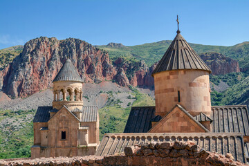 Church and beautiful natural landscape. Monastery in nature. Armenian Apostolic Church Noravank....