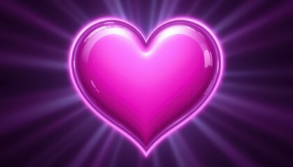 Radiant pink heart with glowing rays, a symbol of love, warmth, and affection