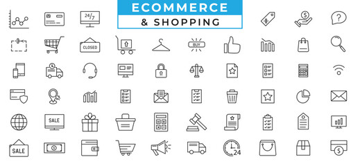 E-commerce icon set. Online shopping and e-commerce line icon.