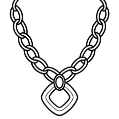 Minimal Chain Pendant Line Art