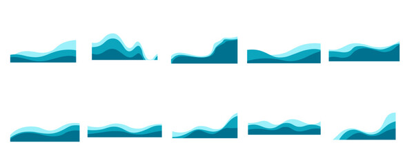 Wavy frame border. Abstract wave border with blue and turquoise. Vector illustration.