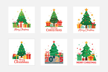 Naklejka premium set of christmas trees vector