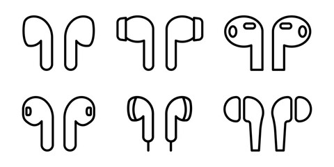 Earphones line icon set. Earphones symbol. Vector