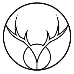 Abstract Twin Deer Antlers Forming a Circular Nature Motif