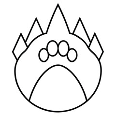 Bear Paw Fused with Mountain Shape Symbolizing Strength
