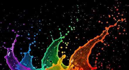 Colorful paint splash exploding against a black background with vibrant rainbow colors