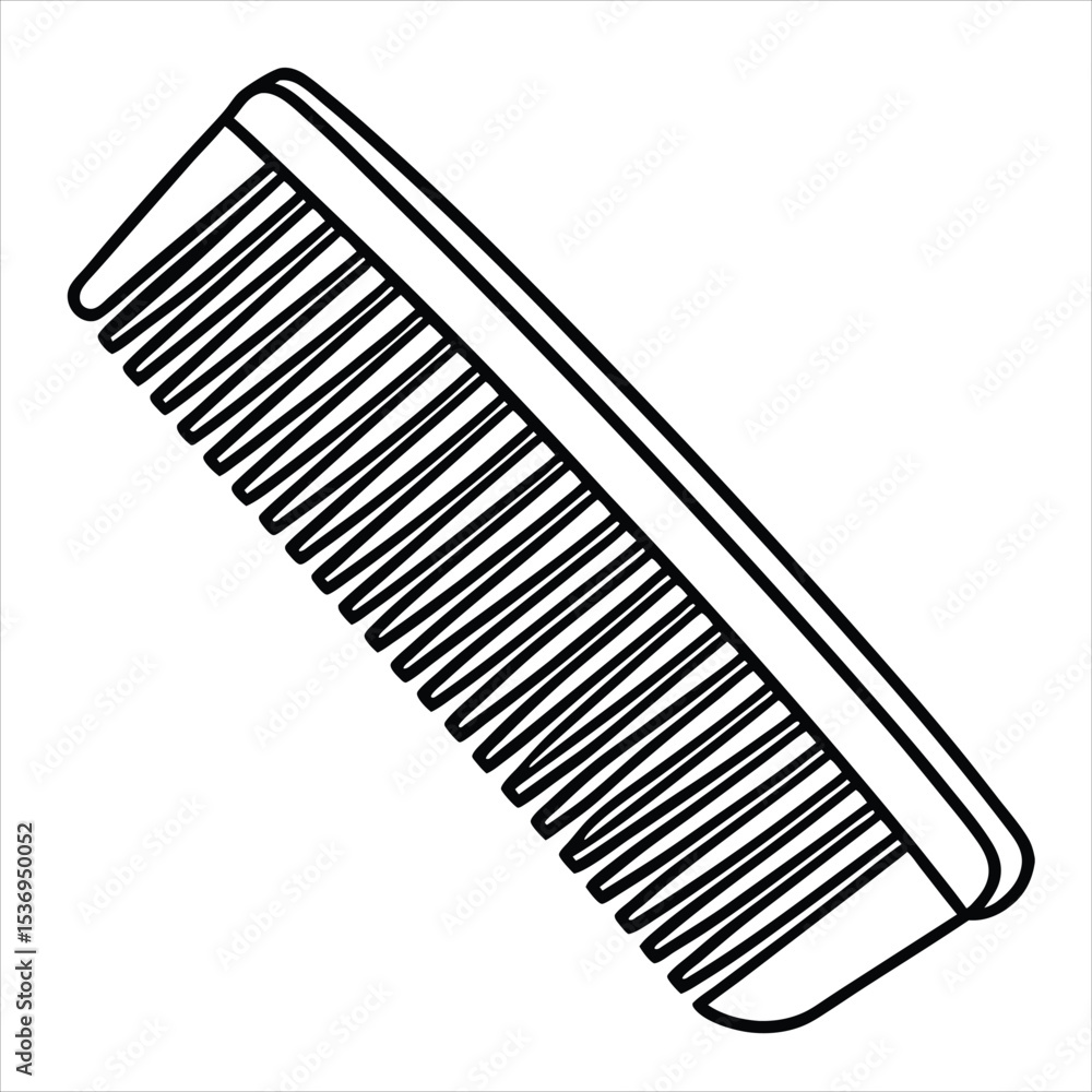 Poster simple line drawing of a comb isolated on white background