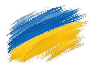 Ukrainian flag brushstroke art creative digital vibrant colors abstract national pride