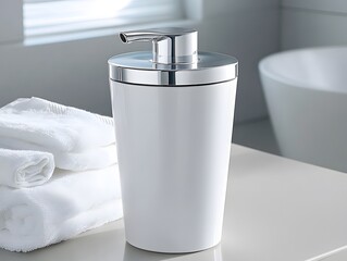 Modern White Soap Dispenser Bathroom Accessory with Towels