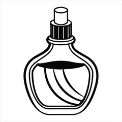 Line art illustration of a perfume bottle isolated on white background
