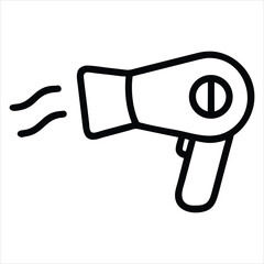 Hair dryer icon line art isolated on white background