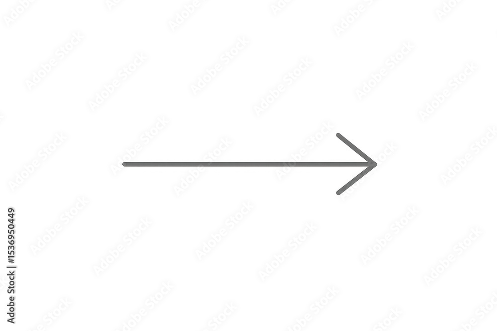 Poster simple gray arrow pointing to the right side on a transparent background, ideal for presentations an