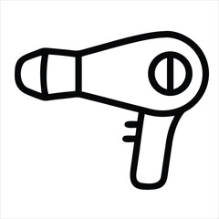 Hair dryer icon line art isolated on white background