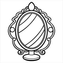 Ornate hand mirror illustration isolated on white background