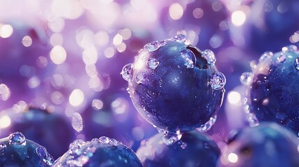 Crystal clear blueberries close-up
