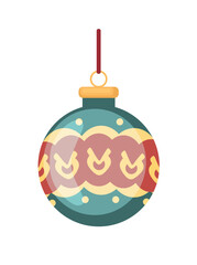 Christmas tree toy ball. Flat vector clipart, illustration with isolated background.