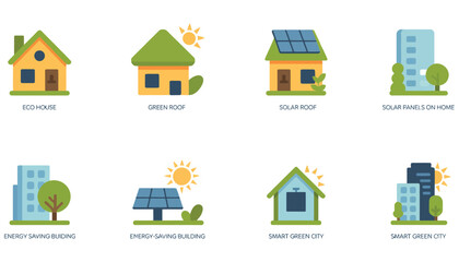 Set of vector real estate house and home building icons for property and construction business illustration