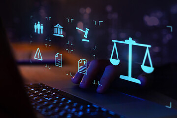 Labor law and regulations, law concept, Legal advice online concept on  virtual screen. Lawyer or Attorney job.