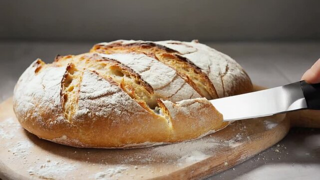 loaf of bread on wooden board