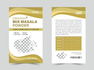 Organic Mix Masala Powder Pouch vector Design Template