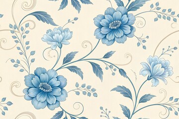 Seamless Floral Pattern Background with Vibrant Blossoms and Leaves for Design Projects	
