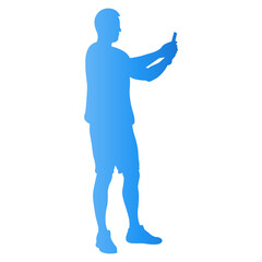 Traveler Male Silhouette. Vector Illustration in Gradient Color.