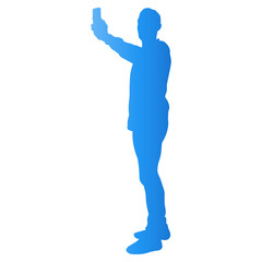 Traveler Male Silhouette. Vector Illustration in Gradient Color.