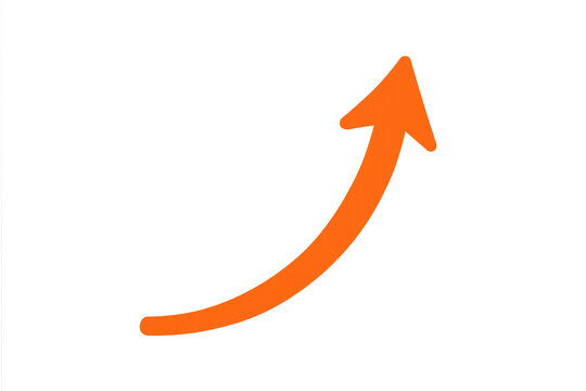 Orange arrow pointing up on a transparent background, symbolizing growth, progress, and positive momentum
