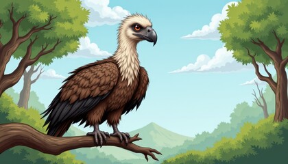 Fototapeta premium A majestic vulture in its natural forest habitat, glimpse into wildlife