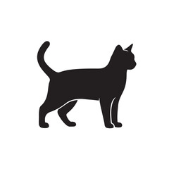 Minimalist Black Cat Silhouette Standing in Side Profile View