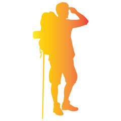 Traveler Male Silhouette. Vector Illustration in Gradient Color.