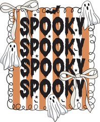Halloween Spooky Retro Preppy Fall Halloween T shirt Design