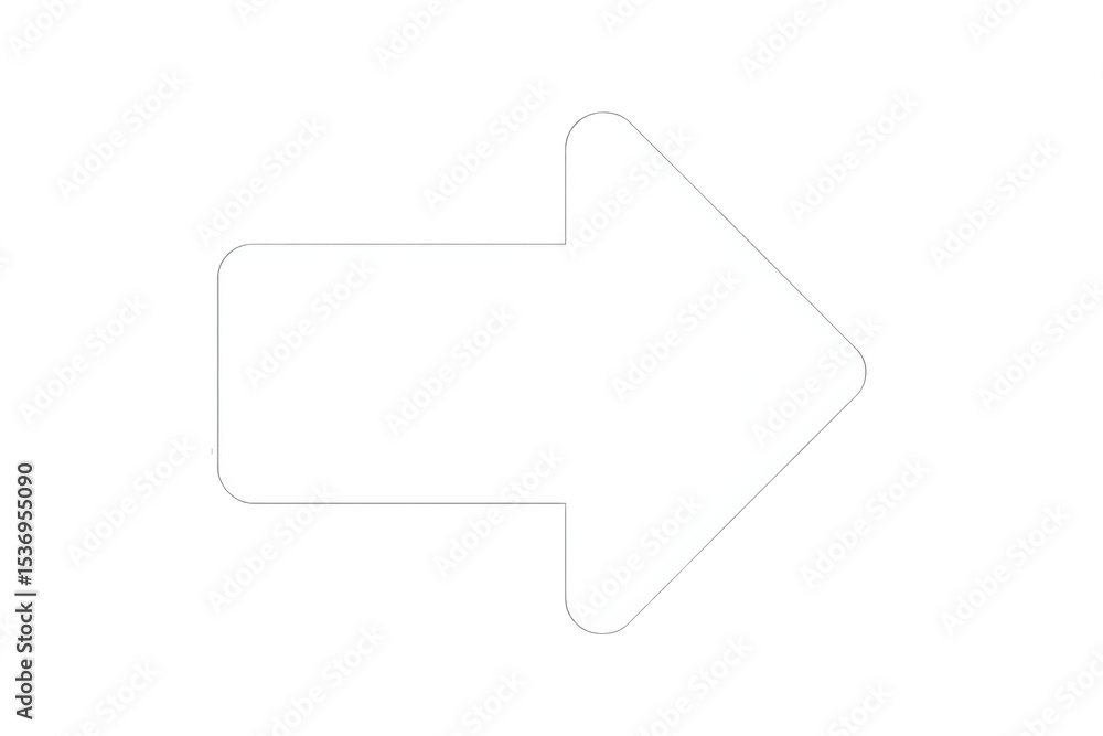 Poster simple white arrow pointing to the right on a transparent background, ideal for indicating direction