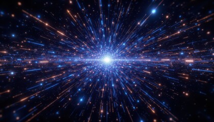 Dynamic blue and orange explosion with sparks, a vivid display of energy light