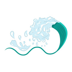 Hand-drawn vector of wave roll illustration, splash water, swaying water in ocean.