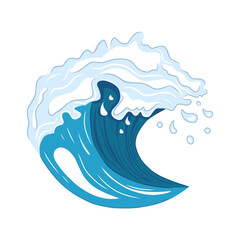 Wave rolling up in ocean design vector graphic illustration clip art.