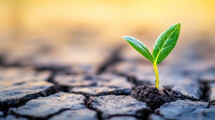 Sprout emerging from cracked earth