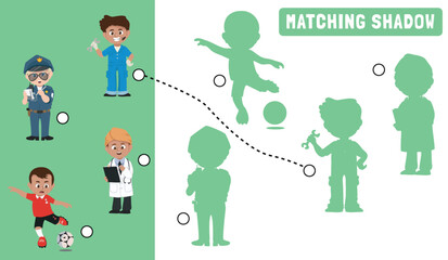 Find the correct shadow. Matching shadow game for children. Worksheet for kid. Educational printable worksheet