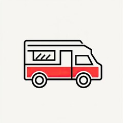 Fototapeta premium A simple, geometric food truck icon with minimalist line art.