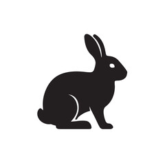 Obraz premium Silhouette of a Sitting Rabbit in Side View Pose